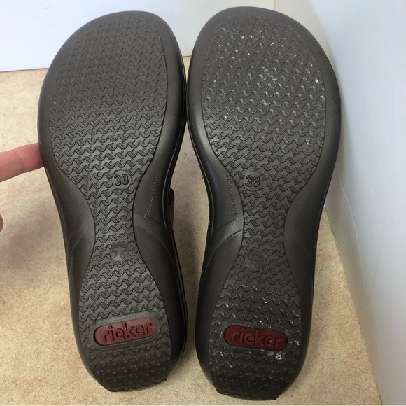 Rieker Antistress Sandals W/Velcro Strap Tooled Leather Design Size 38 (7.5 US) - Picture 8 of 11